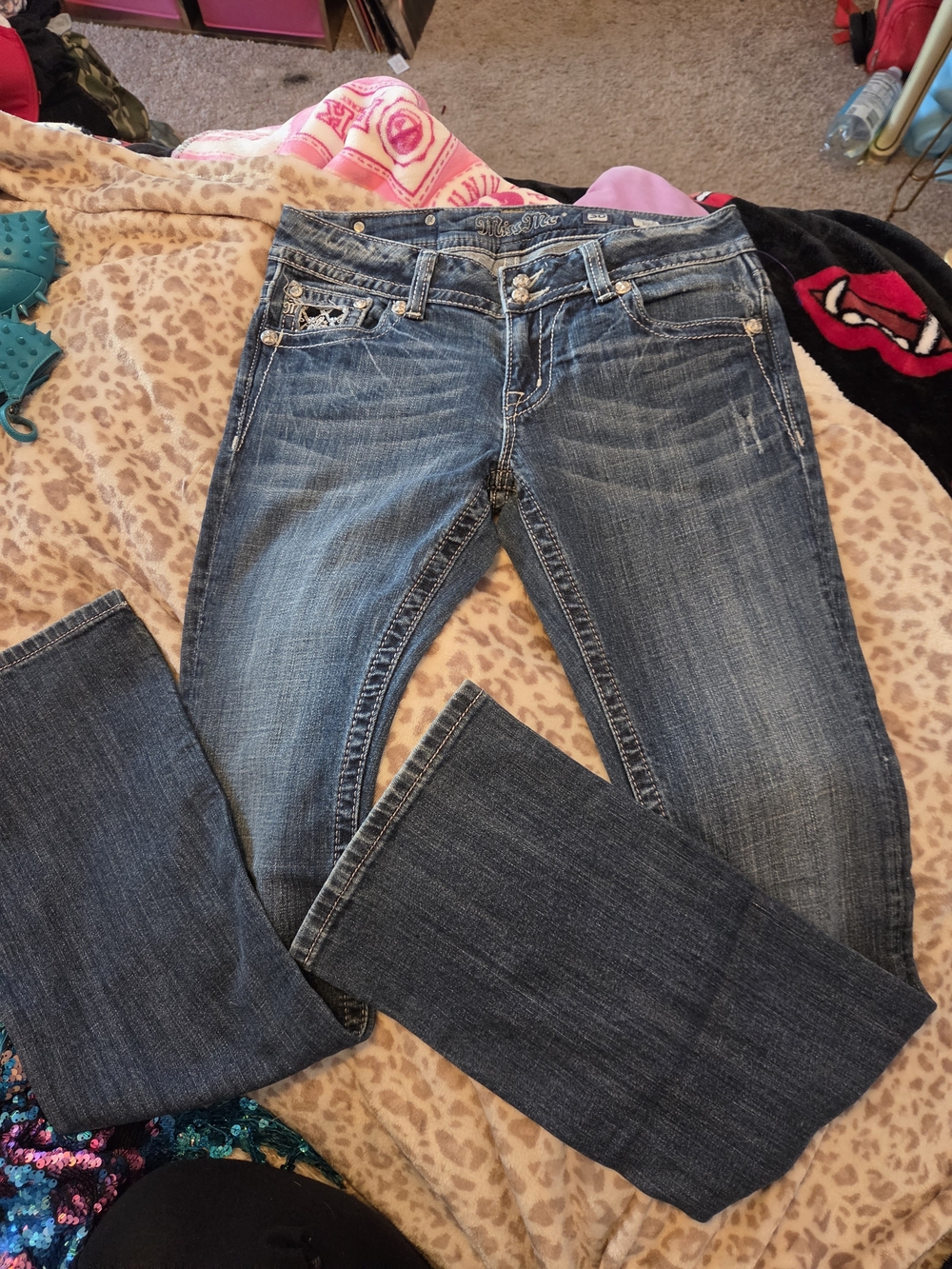 Miss Me Women's Dark Blue Bootcut Jeans with Fading
